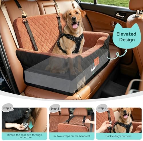 Dog Car Seat for Large/Medium Dogs Up to 55 Lbs, Soft Fabric Car Dog Bed - Image 4