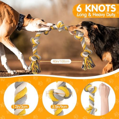 Norvy XXL 6-Knot Dog Rope Toy for Large Dogs Aggressive Chewers 40in Long Heavy Duty Rope Toy Almost Durable Dog Tug Toy Puppy Cotton - Image 3