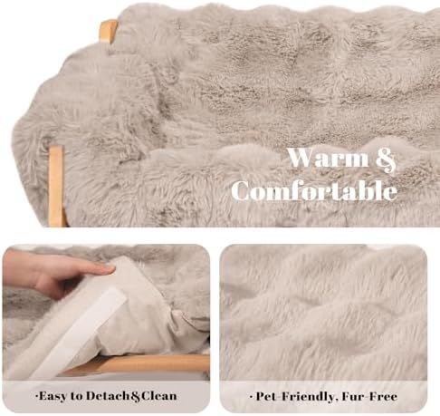 CHEERHOME PETS Elevated Cat Couch Bed Wooden Raised Kitty Sofa Lounge Chair - Image 3