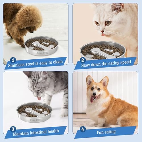 Stainless Steel Slow Feeder Dog Bowls – Non-Slip Metal Dog Bowl for Large & Medium Breeds, Puppy Puzzle Feeder – 2 Cup Capacity for Small to Big Pets – Durable Slow Feed Dog & Cat Food Dish - Image 6