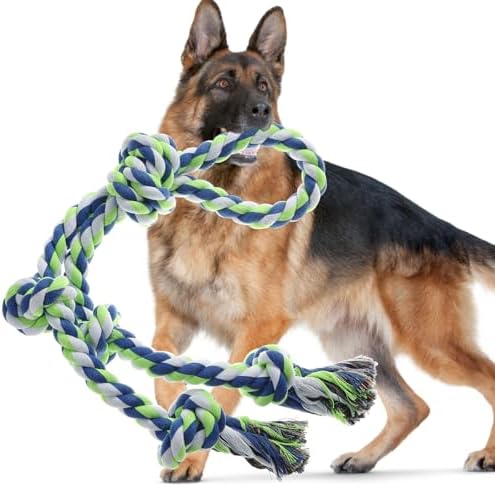 Rope Toy for Dogs，Large Dog Rope Toys for Aggressive Chewers, Heavy Duty Dog Toys for Large Medium Breed, Indestructible Tough Chew Toys Tug of War Dog Toy Cotton Rope for Teeth Cleaning by Kwispel