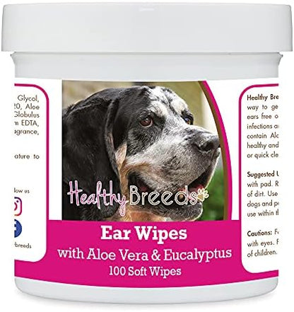 Healthy Breeds Bluetick Coonhound Ear Cleaning Wipes with Aloe & Eucalyptus for Dogs 100 Count by HealthyBreeds