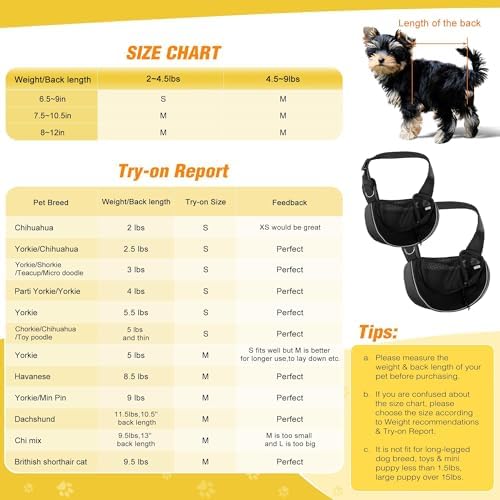 YUDODO Pet Sling Carrier for 5-9 lbs Small Dogs Cat Puppy Crossbody Carrier - Image 3
