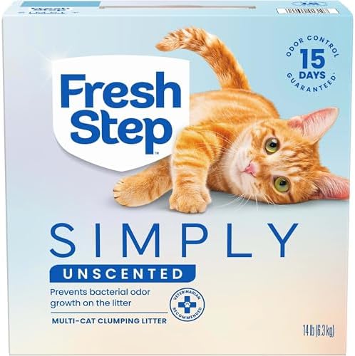 Fresh Step Simply Unscented Multi Cat Clumping Cat Litter, Low Dust, Odor Control with Activated Charcoal Tech, Compatible in Automatic Litter Boxes, 14 lb. by FreshStep