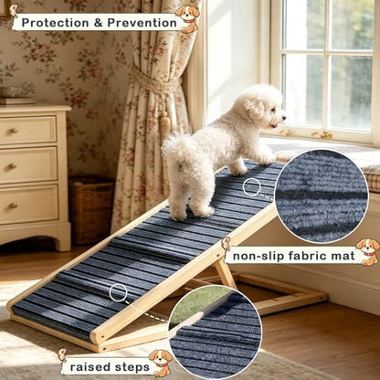 Wooden Dog Ramp for Couch, Foldable Pet Ramp for Small Dogs, 39.4" L - Image 2
