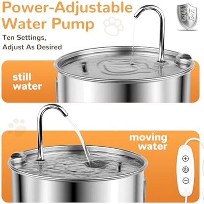 Stainless Steel Cat Water Fountain, 135oz/4L, 12 Filters - Image 2