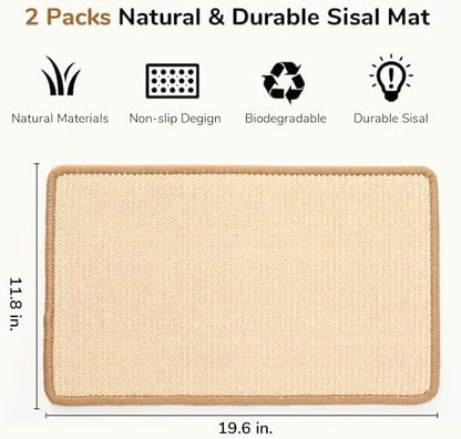 FUKUMARU 2 Packs Cat Scratching Mat, 19.6 x 11.8 Inch Cat Scratcher Pad - Image 2