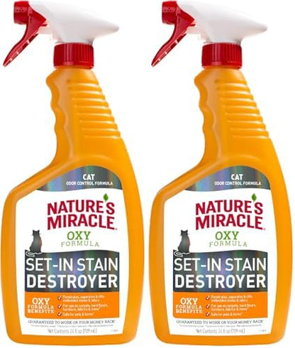 Nature's Miracle Just for Cats Oxy Stain and Odor Remover, 24 Fl Oz (Pack of 2) by NaturesMiracle