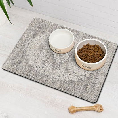 Dog Food Mat for Floors Waterproof Quick Dry Pet Placemat Cat Feeding Bowls Mats for Food and Water, Eco-Friendly Dog Accessories Diatomite Pets Supplies 17" X 30" by Unknown