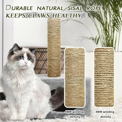 Cat Natural Sisal Rope 8mm 98-Feet for Scratching Post Tree Tower Replacement Repair and Replace, DIY Hemp Twine Rope for Cat Scratching Furniture Window Perch and Crafts Gardening Home Decorating - Image 4