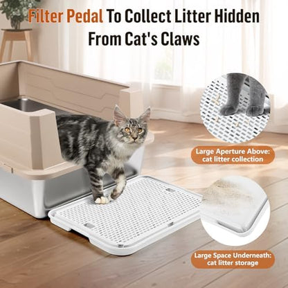Cat Litter Box Step, Large Cat Litter Ramp with Filter Function, White - Image 3