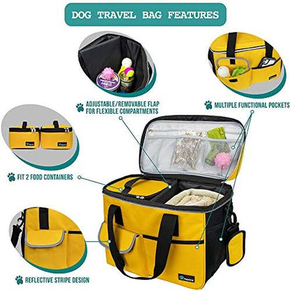 PetAmi Dog Travel Bag Organizer, Pet Supplies Diaper Tote, Yellow Medium - Image 4