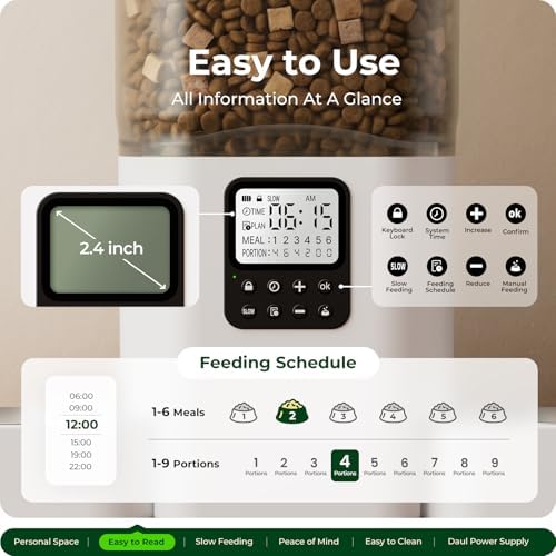 Frienhund Timed Automatic Cat Feeder 2 Cats with Slow Feed: Dual Automatic Dog Feeder with Information Visualization, Programmable Auto Cat Food Dispenser for Multiple Pets,Detachable for Clean-29 Cup - Image 3