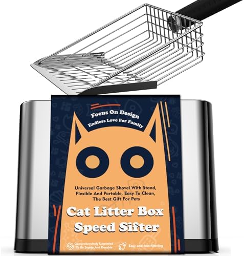 Heavy Duty Stainless Steel Cat Litter Scoop with Holder - Non-Slip Handle, Quick-Sifting Grid & Easy to Clean by Unknown