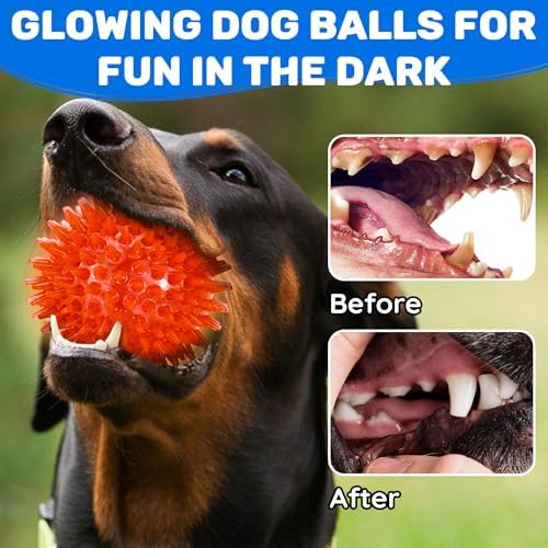 6 Pack 3.5" Light Up Squeaky Dog Toy Balls, Spiky Dog Balls for Small,Medium Large Dogs - Image 6