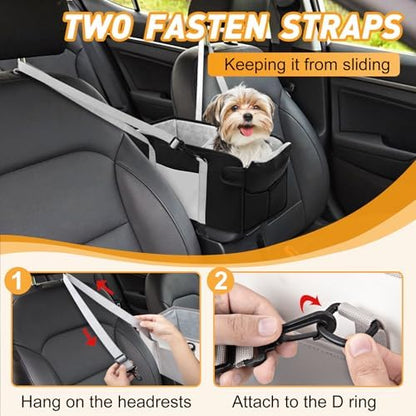 Portable Dog Car Seat for Small Dogs, Puppy Car Seat, Black&White - Image 5