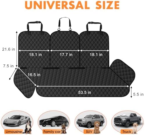 NECKORY Dog Car Seat Cover for Back Seat, Fits Cars/SUVs/Trucks, M-Black - Image 2