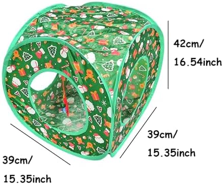 Christmas Cat Tunnel Cube Playhouse – Foldable Holiday Cat Cube with Peek Hole and Tunnel Fun for Indoor Cats - Image 6