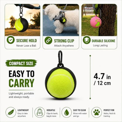 Dog Tennis Ball Holder Accessory - Leash Attachment, Lightweight Silicone for Convenient and Fun Playtime - Fits Standard Tennis Ball Size (Black) - Image 3