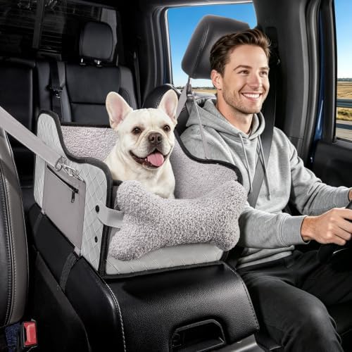 Center Console Dog Car Seat,Pet Puppy Middle Console Dog Car Seat for Small Dogs (Grey, Large) by Unknown