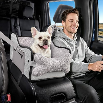 Center Console Dog Car Seat,Pet Puppy Middle Console Dog Car Seat for Small Dogs (Grey, Large) by Unknown