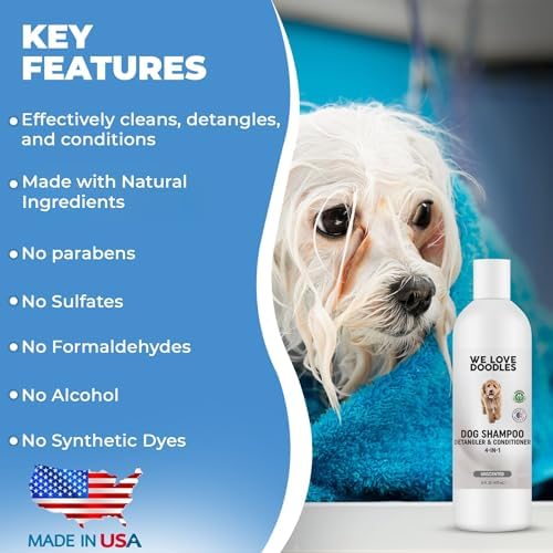 Dog Shampoo Conditioner & Detangler, Hypoallergenic Tearless Unscented 16OZ - Image 3