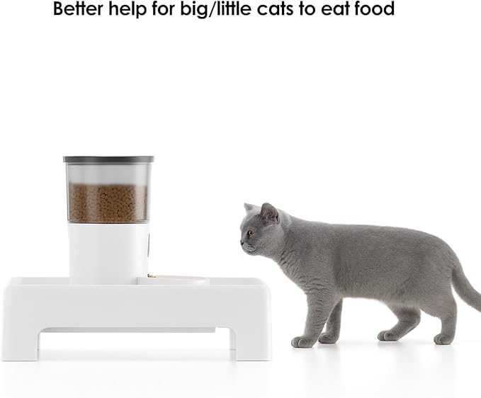 Adjustable Automatic Cat Feeder Stand, Raised Pet Feeder Stand for Cats and Dogs Neck Health, Non-Slip Elevated Holder Fits Most Automatic Feeders & Water Dispensers, White (Holder ONLY)