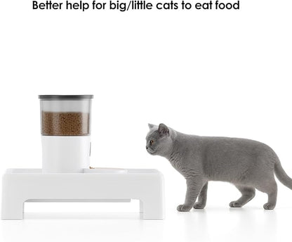 Adjustable Automatic Cat Feeder Stand, Raised Pet Feeder Stand for Cats and Dogs Neck Health, Non-Slip Elevated Holder Fits Most Automatic Feeders & Water Dispensers, White (Holder ONLY)