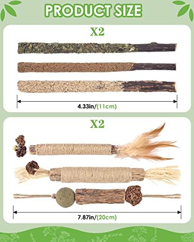 TINDTOP Catnip Chew Toys for Cats, 12 Pack Natural Silvervine Sticks - Image 6