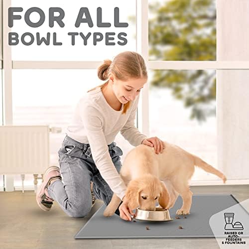 Dog Food Mat - 28x18 Raised Edges Dogs Mat for Food and Water Prevent Spill, Waterproof Cat Food Mats Protect Floors, Easy Clean Dog Bowl Mats for Food and Water, Silicone Pet Feeding Placemats - Image 6