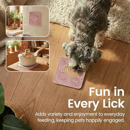 OHMO Lick Mat for Dogs&Cats, Space Pattern, Small, 2pcs, Brick Red&Coral - Image 4