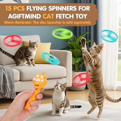 15 PCS Flying Spinners for Disc Launcher Interactive Cat Fetch Toy - Image 5