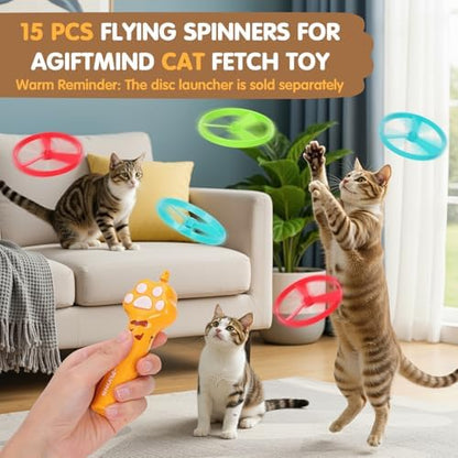 15 PCS Flying Spinners for Disc Launcher Interactive Cat Fetch Toy - Image 5