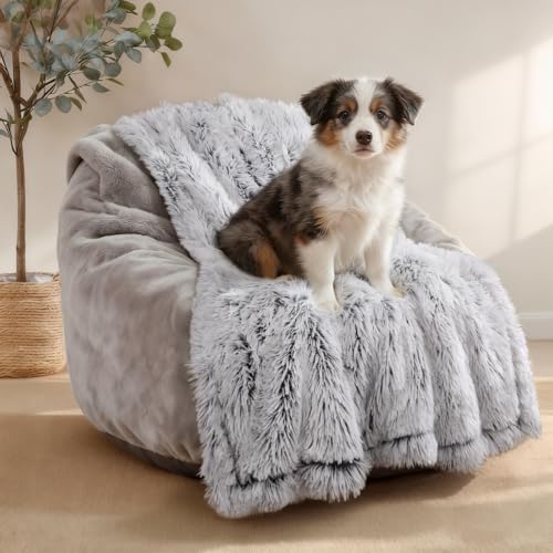 Luciphia Calming Waterproof Dog Blanket, Reversible Faux Fur Pet Blanket by luciphia