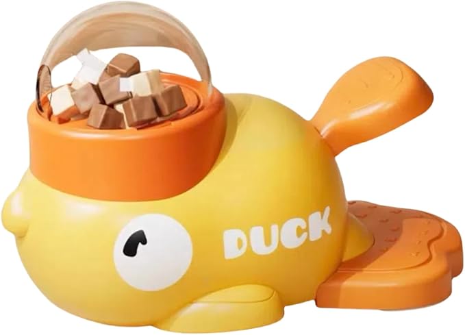 Duck-Shaped Interactive Pet Feeder - Slow Eating Puzzle Toy with Treat Dispenser for Mental Stimulation Yellow/White (Yellow)