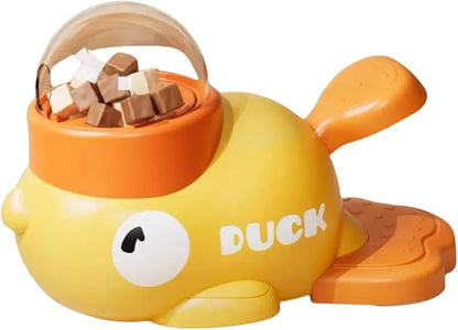 Duck-Shaped Interactive Pet Feeder - Slow Eating Puzzle Toy with Treat Dispenser for Mental Stimulation Yellow/White (Yellow)