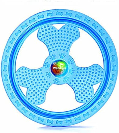 Flying Disc Dog Sport Toy with Flashing LED Lights, Light Up Pet Disk for Ultimate Night Time Play, Blue by Wandrola