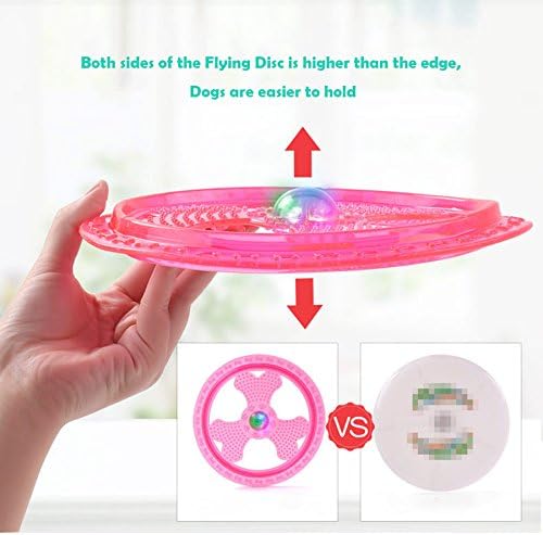 Flying Disc Dog Sport Toy with Flashing LED Lights, Light Up Pet Disk for Ultimate Night Time Play, Blue