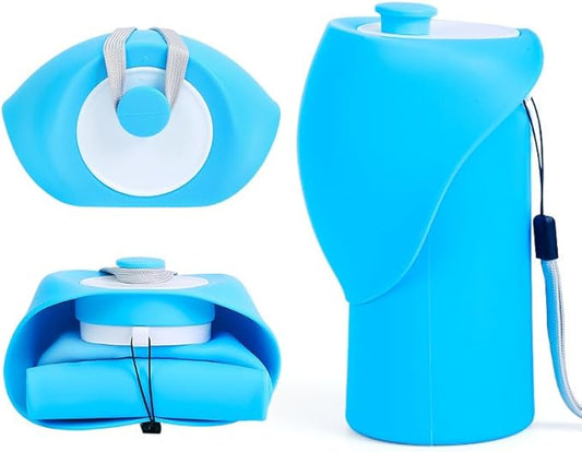 Foldable Dog Water Bottle, Leak Proof Portable Water Bottle for Pets Especially for Walking, Hiking and Outdoors -550ML (Blue, 550ml)