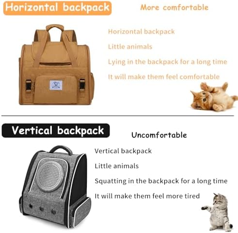 Pet Backpack Carrier for Small Dogs Medium Cats, Puppies,Breathable and Collapsible Design, Portable Travel Bag for Bearded Dragon,Rabbit Cage (Brown +Two-Shoulder, Small) - Image 4