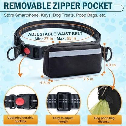 Hands Free Dog Leash for 2 Dogs, Waist Leash with Dual Bungee - Image 5