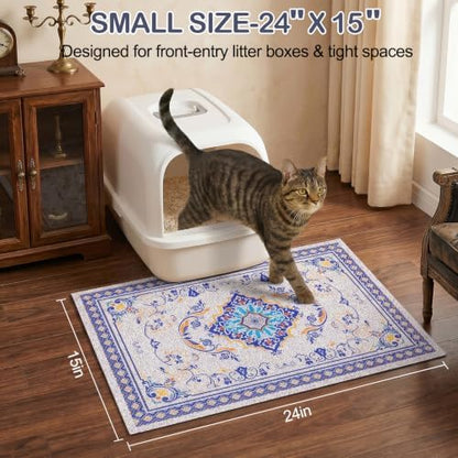 Glittme Cat Litter Mat, 24"x15" Non-Slip Washable Trapping Mat for Cats - Image 6