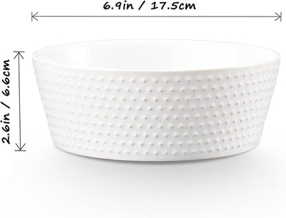 6.9" White Non-Slip Ceramic Dog Bowl, 33 Oz Heavy-Duty Dog Food/Water Dish, Pet Feeding Bowl for Small and Medium Dogs, Food Grade Porcelain Pet Feeder Bowl, Microwave and Dishwasher Safe