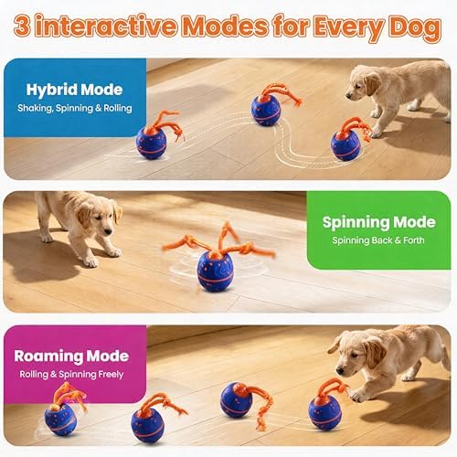 Interactive Dog Toy, Automatic Bouncing Rotating, Realistic Dog Barking Sounds, E‑TPU, IP54, Rechargeable, Small/Medium/Large Dogs, Indoor/Outdoor（Blue） - Image 4