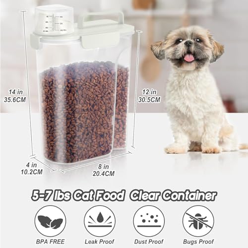 LEAWALK 5Lbs Airtight Cat Dog Food Storage Container with Upgraded Large Nozzle BPA-Free, Pet Food Storage Containers for Rice, Grain, Pet Food, Flour, Dog Treat Storage (White & Black, 5L-2pack) - Image 2