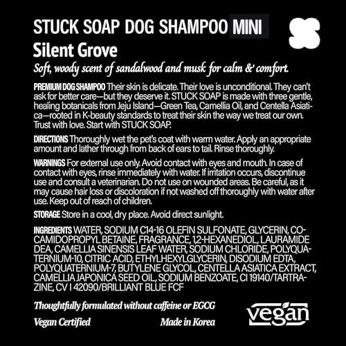 Travel Size Dog Shampoo 120ml for Sensitive Skin – Jeju Camellia & Centella Asiatica, pH 5.5-6.5, Allergen-Minimized Cedar & Bergamot Scent, K-Beauty Vegan Formula (Silent Grove) - Image 7