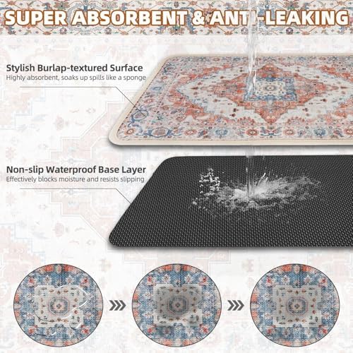 PUPTECK Dog Food Mat, Absorbent Pet Feeding Bowl Mat, Non-Slip Dog Mat for Food and Water, Quick Dry No Stains Cat Placemats Pet Supplies for Messy Drinkers, Brown 16"x24" - Image 3