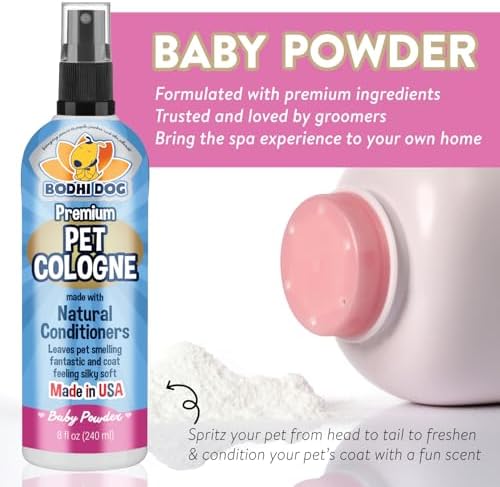 Bodhi Dog Natural Dog Cologne (Baby Powder) - Premium Scented Deodorizing Pet Perfume with Conditioner for Dogs & Cats - Keeps Pets Fresh & Clean - Gentle and Safe Formula, Made in USA (8 Fl Oz) - Image 4