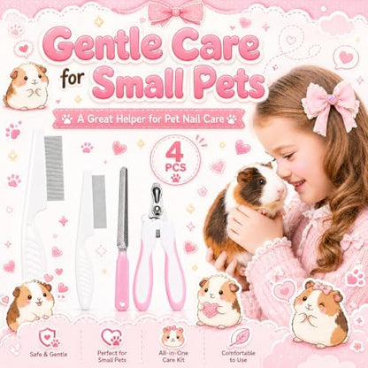 Guinea Pig Brush Kit Hamster Cleaning Grooming Comb with Nail Clipper Trimmer, Nail Files - Professional Small Animal Grooming Tool for Rabbit, Bunny, Puppy, Kitten, Ferret - Image 7