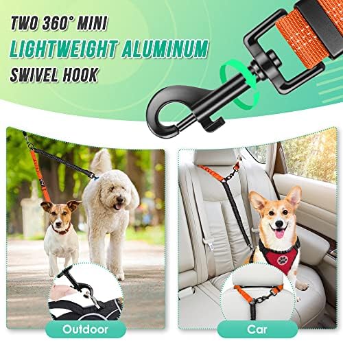 AUTOWT Two Dog Lead, 2 in 1 Upgraded Double Dog Leash Attachment Combine Adjustable Strap and Shock Absorbing Bungee No Tangle Dual Training Splitter for Different Size Dogs - Image 4